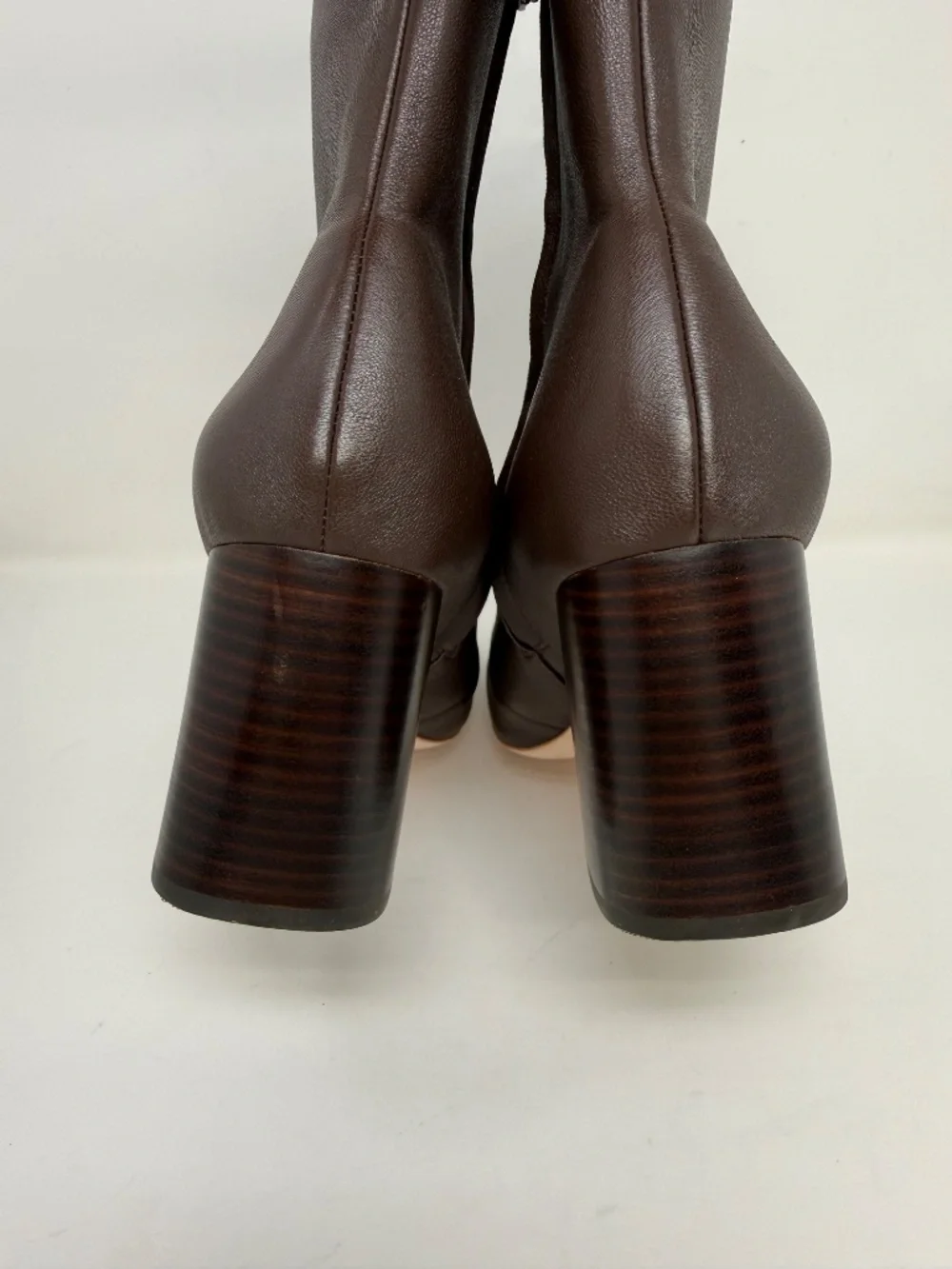 New Loeffler Randall Elise Brown Leather Stretch Bootie Sz 9.5